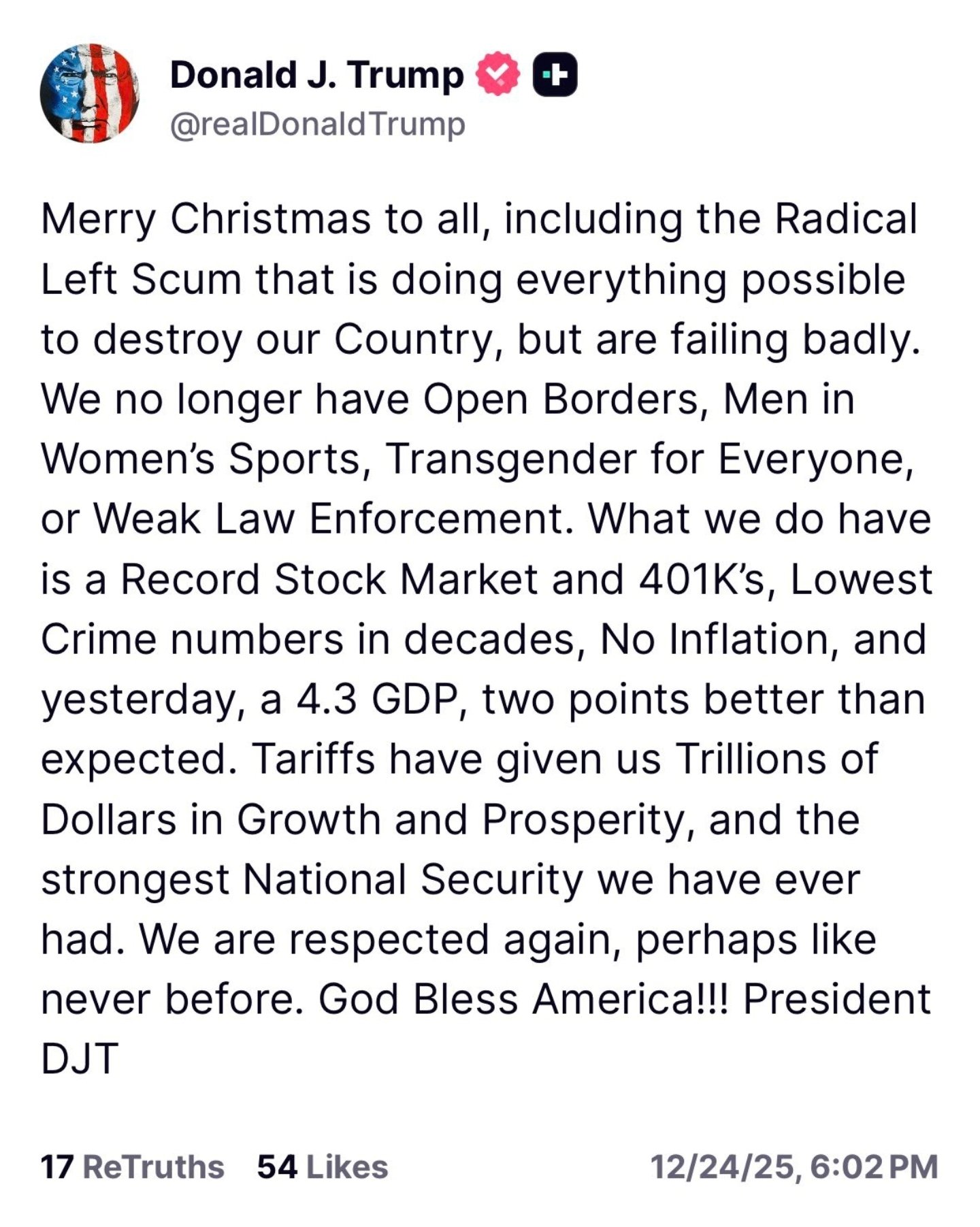 Truth Social - Donald Trump