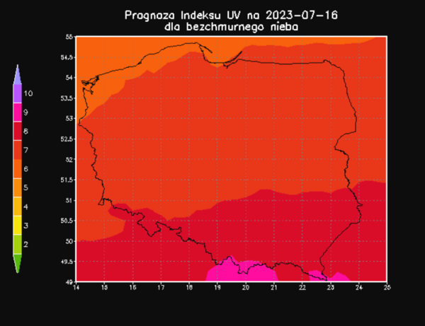 IMGW: Prognoza indeksu UV na sobotę 15 lipca 2023 roku
