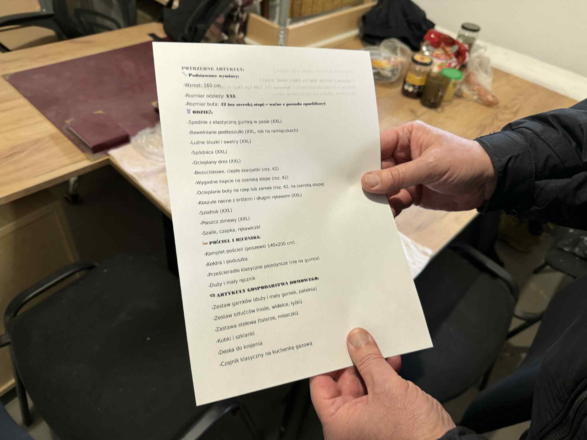 Lista potrzebnych rzeczy dla pani Czesi