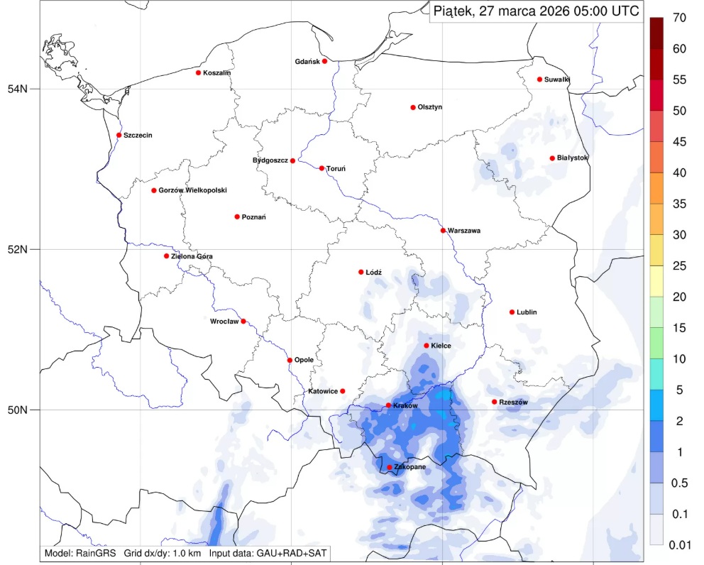 Mapa opadów - IMGW
