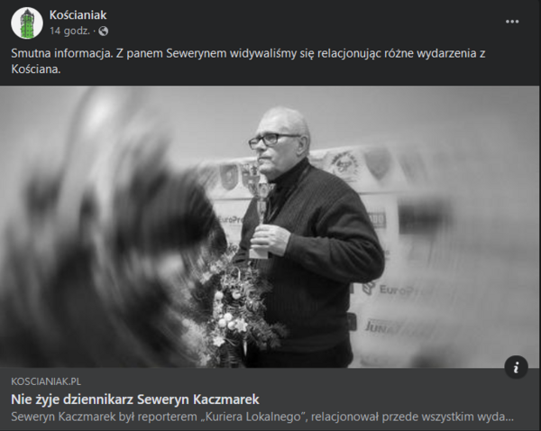 Nie żyje dziennikarz Serweyn Kaczmarek