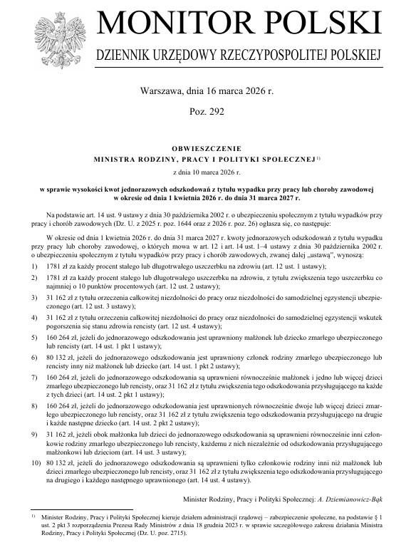 Obwieszczenie Monitor Polski