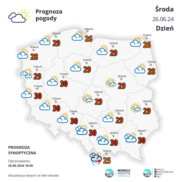 prognoza pogody na środę 26.06