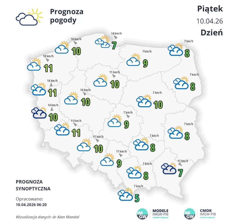 Prognoza na 10 kwietnia w Polsce
