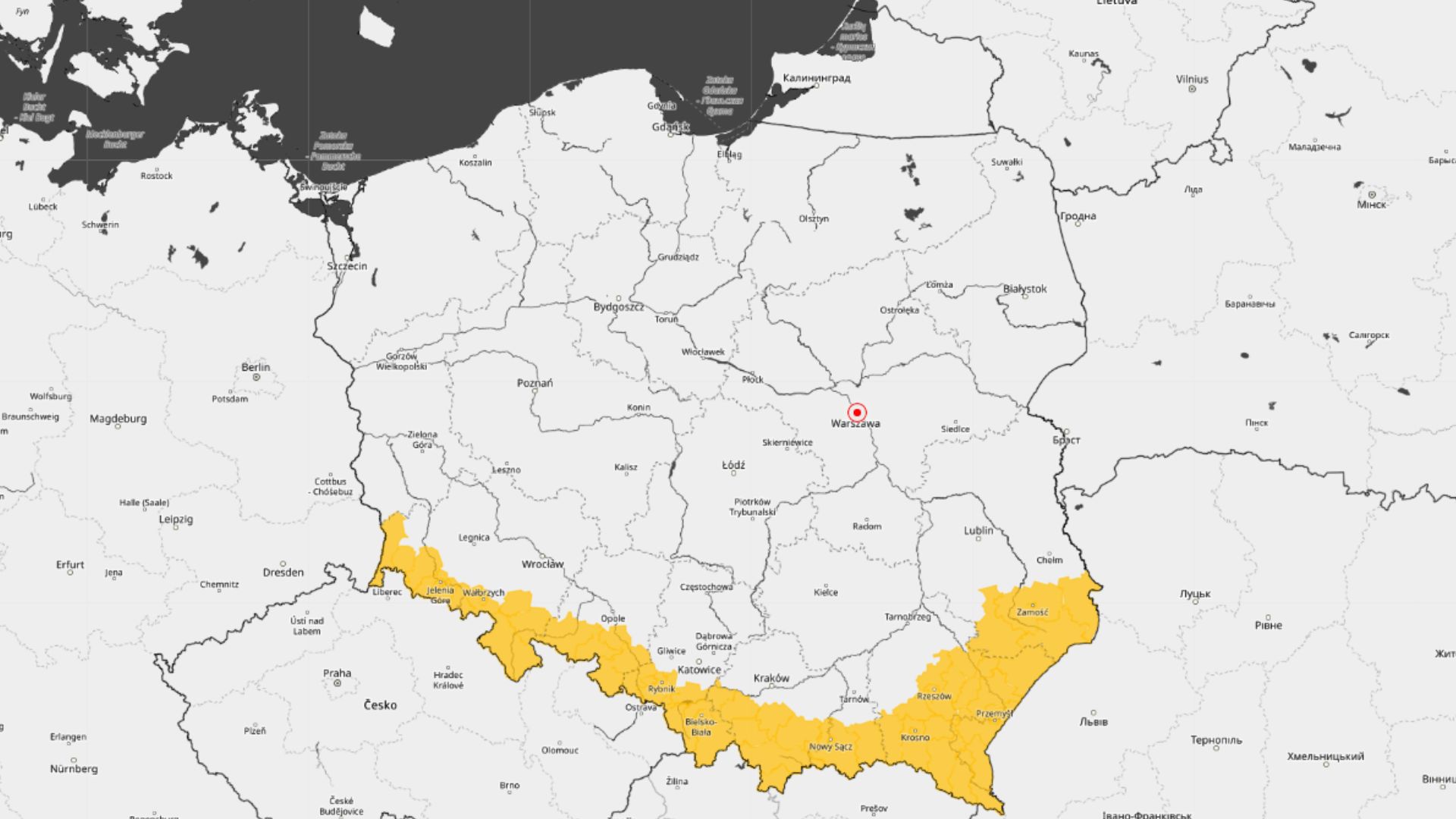 Ostrzeżenie meteorologiczne I stopnia IMGW