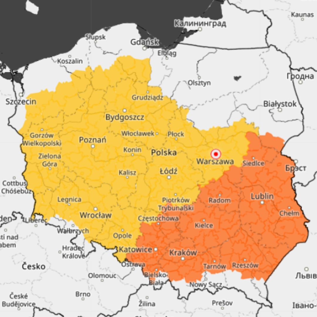 mapa ostrzeżenia