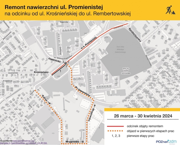 Mapa remontu ulicy Promienistej w Poznaniu