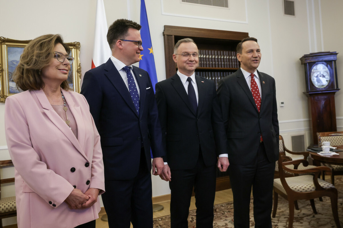 Spotkanie prezydenta Andrzeja Dudy z marszałkiem Sejmu 23.04.2025 