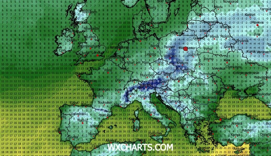 Temperatury w Europie