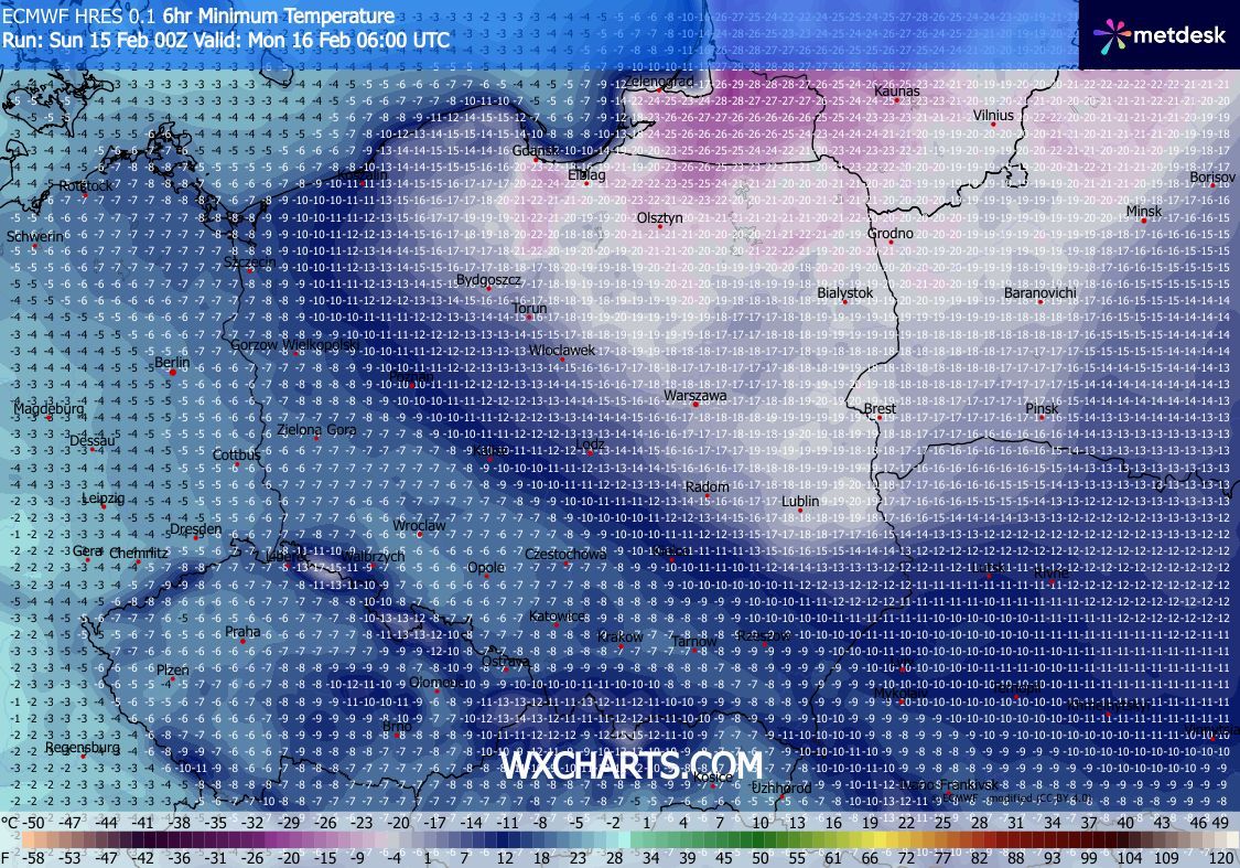 Przed nami bardzo zimna noc i uderzenie siarczystego mrozu/ wxcharts.com
