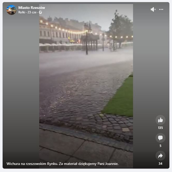Ulewa na rzeszowskim rynku