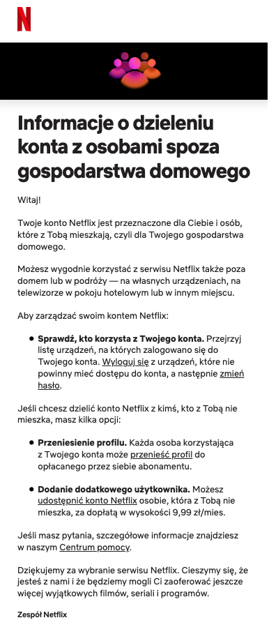 Współdzielenie konta na netfliksie