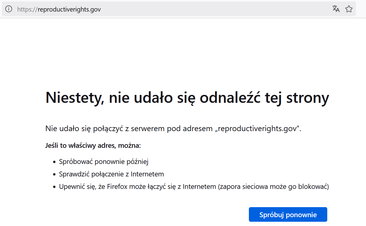 Wyłączona strona dla kobiet