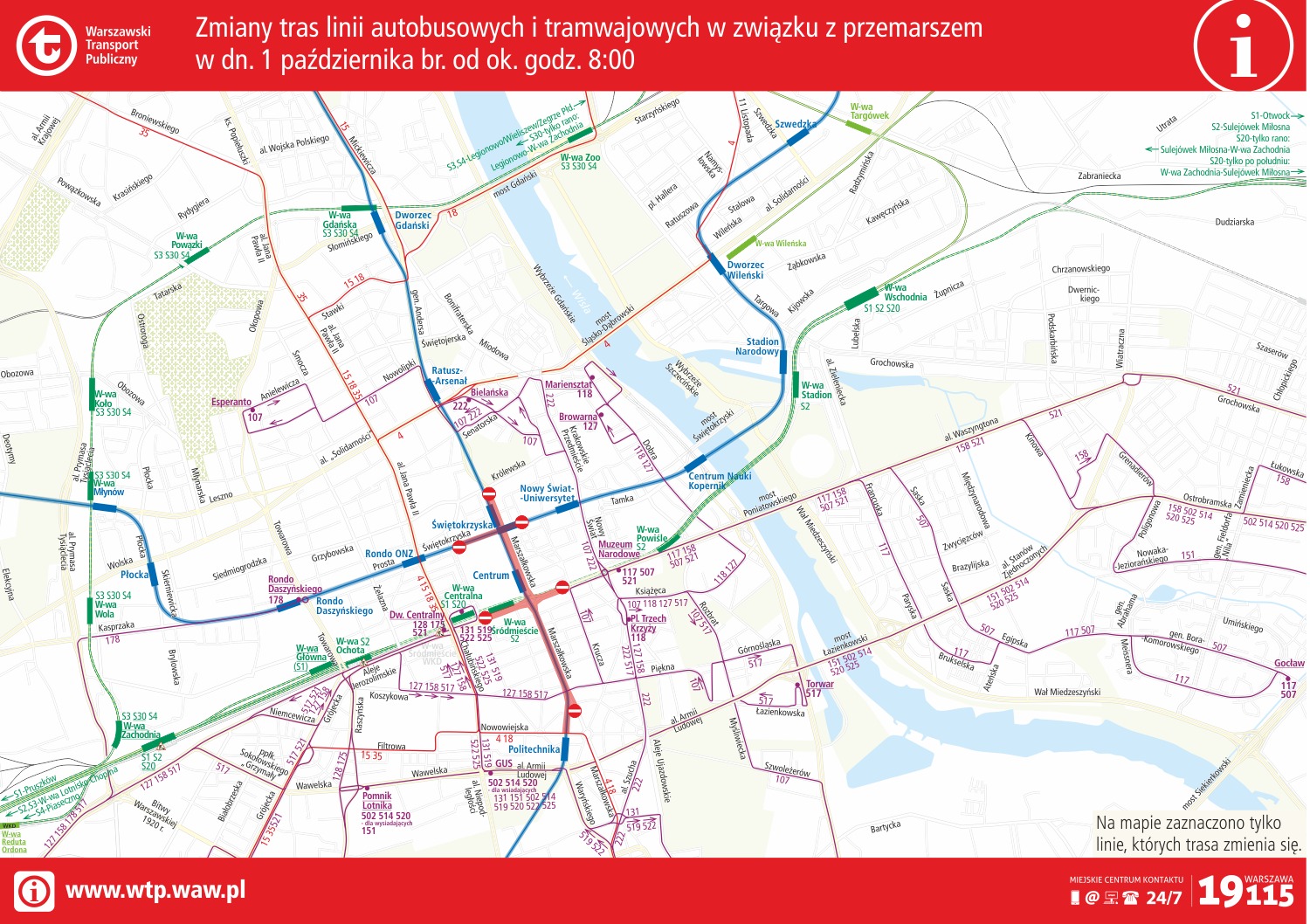 Zmiana tras linii autobusowych i tramwajowych