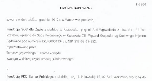 KS darowizna PKO