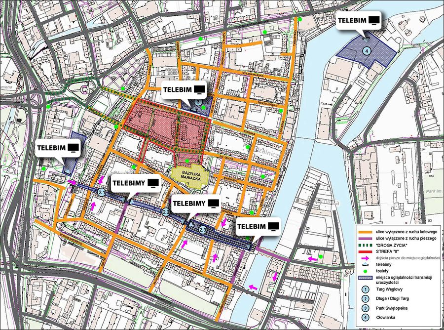 mapa gdańsk adamowicz pogrzeb 