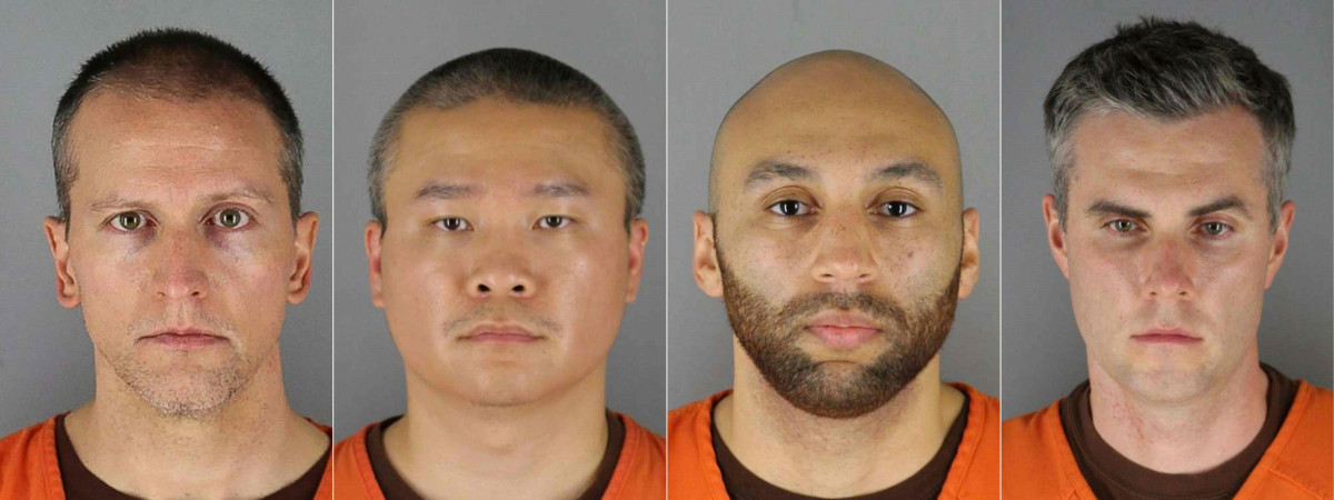 Od lewej: Derek Chauvin, Tou Thao, J. Alexander Kueng i Thomas Kiernan Lane