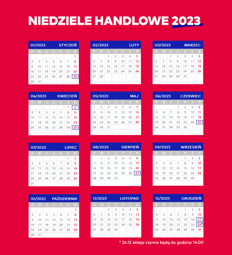Niedziele handlowe 2023