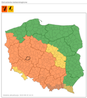 Ostrzeżenia IMGW na 25 sierpnia