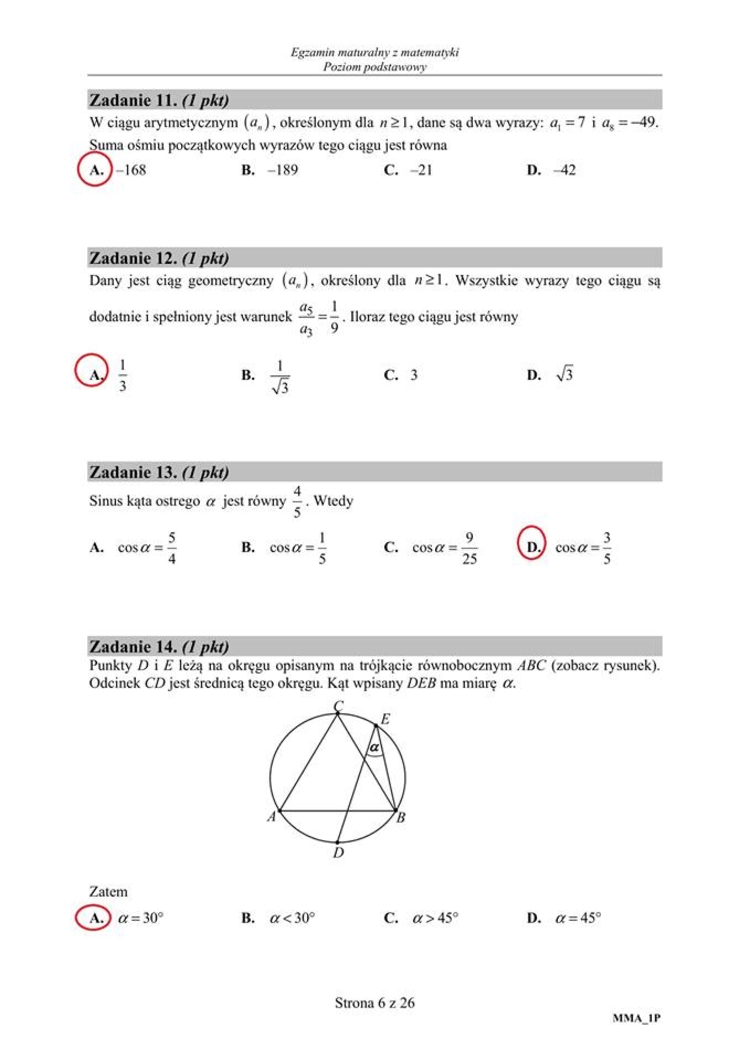 Egzamin Maturalny Z Matematyki Maj 2011 Odpowiedzi