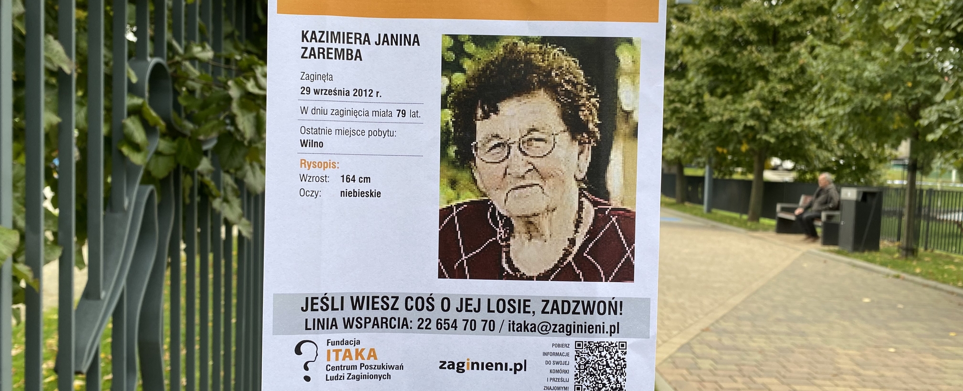 Plakat informujący o zaginięciu Kazimiery Zaremby